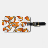 オレンジ色の白いバスケットボールの群パーソナライズされたれ ラゲッジタグ (正面横)