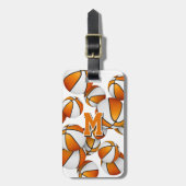 オレンジ色の白いバスケットボールの群パーソナライズされたれ ラゲッジタグ (正面縦)