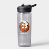 オレンジ色の白いバスケットボールクラブカラーチーム名 ウォーターボトル (左面)