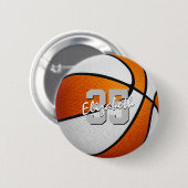 オレンジ色の白いバスケットボールチームのスピリット 缶バッジ (正面&裏面)