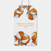 オレンジ色の白いバスケットボール女の子の誕生日パーティー ギフトタグ (裏面)