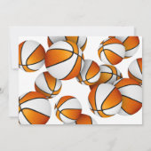 オレンジ色の白いバスケットボール女の子の誕生日パーティー 招待状 (裏面)