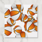 オレンジ色の白いバスケットボール女の子の誕生日感謝していあなた フェイバータグ (裏面)