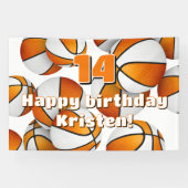 オレンジ色の白いバスケットボール若いアスリートパーティー 横断幕 (横)