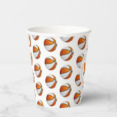 オレンジ色の白いバスケットボール誕生日パーティー 紙コップ (右)