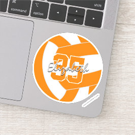 オレンジ色の白いバレーボールのチームカラー シール