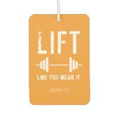 オレンジ色の白いフィットネス引用文リフトあなたのような意味 カーエアーフレッシュナー (正面)