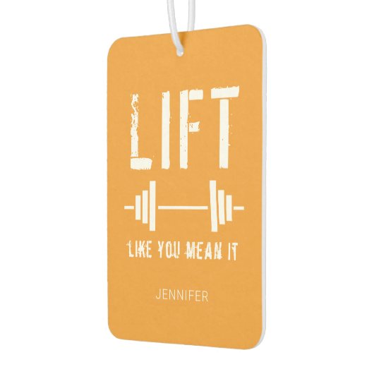 オレンジ色の白いフィットネス引用文リフトあなたのような意味 カーエアーフレッシュナー (左)