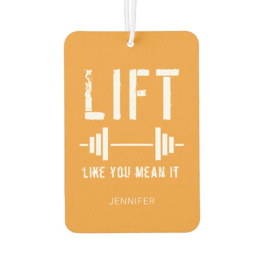 オレンジ色の白いフィットネス引用文リフトあなたのような意味 カーエアーフレッシュナー (裏面)