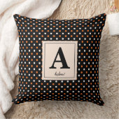 オレンジ色の白いポルカ装飾用クッション クッション (ブランケット)