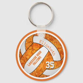 オレンジ色の白い学校の色の名前をカスタムするバレーボール キーホルダー