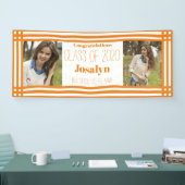 オレンジ色の白い幾何学的2枚の写真の卒業 横断幕 (トレードショー)