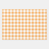 オレンジ色の白い格子模様 ラッピングペーパーシート (正面3)