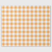 オレンジ色の白い格子模様 ラッピングペーパー (フラット)