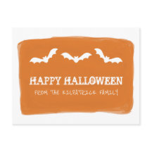 オレンジ色の白い水の色のこうもりハロウィンはがき
