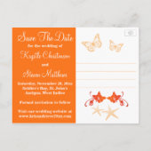 オレンジ色の白い熱帯ビーチ日付はがきを保存 案内ポストカード (裏面)