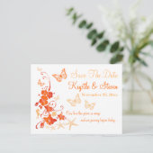 オレンジ色の白い熱帯ビーチ日付はがきを保存 案内ポストカード (スタンド正面)