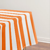 オレンジ色の白い縦ストライプ線のパターン テーブルクロス (インサイチュ)