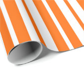 オレンジ色の白い縦ストライプ線のパターン ラッピングペーパー (ロールコーナー)