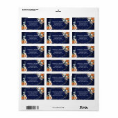 オレンジ色の白い花ネイビーブルー ラベル (フルシート)