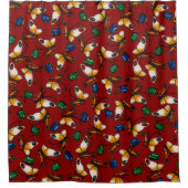 オレンジ色の白い蝶、エメラルド、赤のサファイア シャワーカーテン (正面)