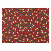 オレンジ色の白い蝶、エメラルド、赤のサファイア テーブルクロス (正面(横))