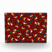 オレンジ色の白い蝶、エメラルド、赤のサファイア フォトブロック (正面)