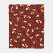 オレンジ色の白い蝶、エメラルド、赤のサファイア フリースブランケット (正面)