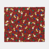 オレンジ色の白い蝶、エメラルド、赤のサファイア フリースブランケット (正面(横))