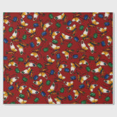 オレンジ色の白い蝶、エメラルド、赤のサファイア ラッピングペーパー (フラット)