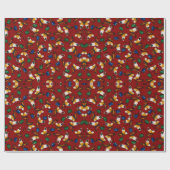 オレンジ色の白い蝶、エメラルド、赤のサファイア ラッピングペーパー (フラット)