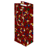 オレンジ色の白い蝶、エメラルド、赤のサファイア ワインギフトバッグ (裏面アングル)