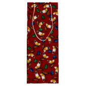 オレンジ色の白い蝶、エメラルド、赤のサファイア ワインギフトバッグ (裏面)