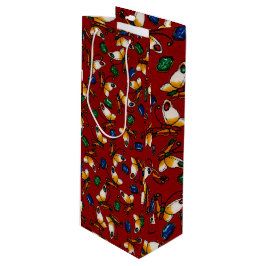 オレンジ色の白い蝶、エメラルド、赤のサファイア ワインギフトバッグ