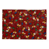 オレンジ色の白い蝶、エメラルド、赤のサファイア 枕カバー (裏面-左)