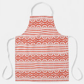 オレンジ色の白い部族模様アフリカ エプロン (正面)