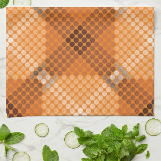 オレンジ色の白から茶色の円、正方形を形成 キッチンタオル (折り畳み)