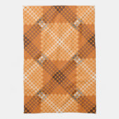 オレンジ色の白から茶色の円、正方形を形成 キッチンタオル (縦)