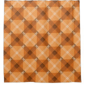 オレンジ色の白から茶色の円、正方形を形成 シャワーカーテン (正面)