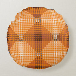 オレンジ色の白から茶色の円、正方形を形成 ラウンドクッション