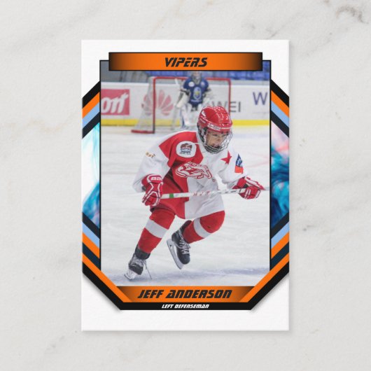 オレンジ色の白でアイスホッケークールトレーディングカード 名刺 (正面)