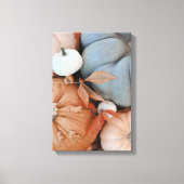 オレンジ色の白と青のカボチャ キャンバスプリント (正面)