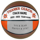オレンジ色の白と黒のバスケットボールコーチのギフト バスケットボール (正面)