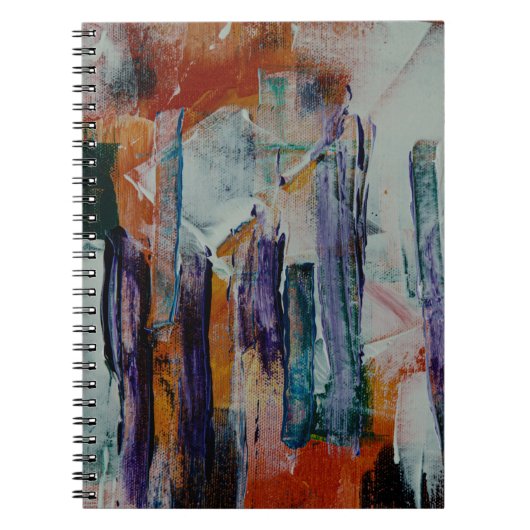 オレンジ色の白と黒の抽象芸術絵画 ノートブック (正面)