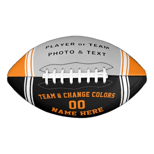 オレンジ色の白の黒カスタマイズか自分のサッカー アメリカンフットボール (正面)