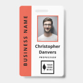 オレンジ色の白を除去するロゴオフィスの従業員を追加 バッジ (表面)