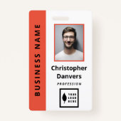 オレンジ色の白を除去するロゴオフィスの従業員を追加 バッジ (正面)