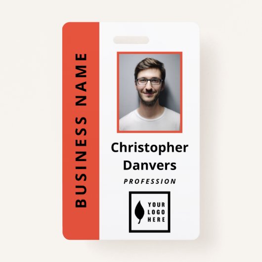 オレンジ色の白を除去するロゴオフィスの従業員を追加 バッジ (正面)