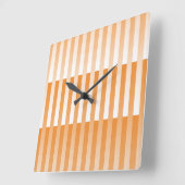 オレンジ色の白ストライプの模様 スクエア壁時計 (傾斜)