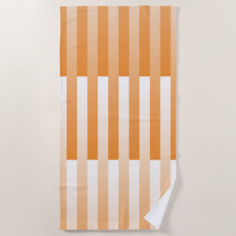 オレンジ色の白ストライプの模様 ビーチタオル